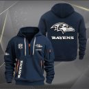 Baltimore Ravens White Logo NFL Quarter Zip Hoodie