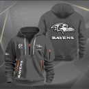 Baltimore Ravens White Logo NFL Quarter Zip Hoodie