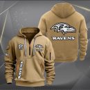 Baltimore Ravens White Logo NFL Quarter Zip Hoodie