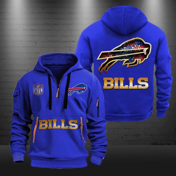 Buffalo Bills Golden Logo NFL Quarter Zip Hoodie