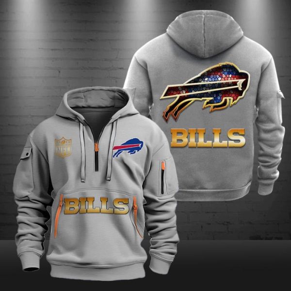 Buffalo Bills Golden Logo NFL Quarter Zip Hoodie - Image 4