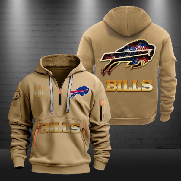 Buffalo Bills Golden Logo NFL Quarter Zip Hoodie - Image 5