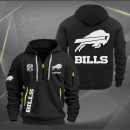 Buffalo Bills White Logo NFL Quarter Zip Hoodie