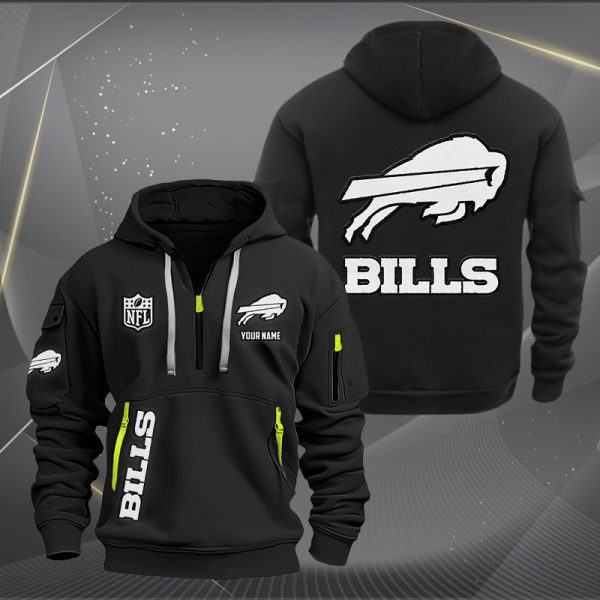 Buffalo Bills White Logo NFL Quarter Zip Hoodie
