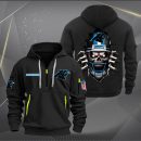 Carolina Panthers Football Player Skull Quarter Zip Hoodie