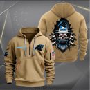 Carolina Panthers Football Player Skull Quarter Zip Hoodie