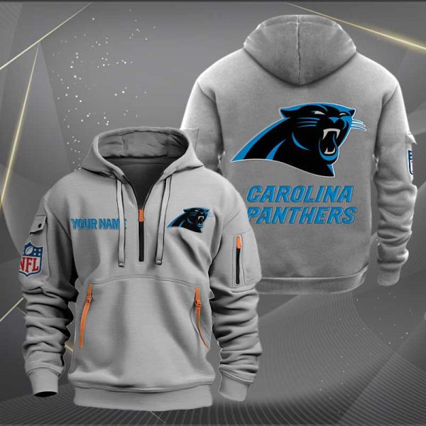 Carolina Panthers Logo NFL Quarter Zip Hoodie Ver 250 - Image 3
