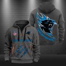 Carolina Panthers Monster Scratch Logo NFL Quarter Zip Hoodie