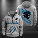 Carolina Panthers Monster Scratch Logo NFL Quarter Zip Hoodie