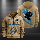 Carolina Panthers Monster Scratch Logo NFL Quarter Zip Hoodie