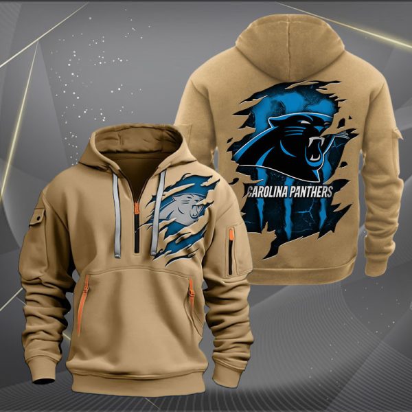 Carolina Panthers Scratch Logo NFL Quarter Zip Hoodie Ver 222 - Image 4
