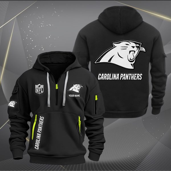 Carolina Panthers White Logo NFL Quarter Zip Hoodie
