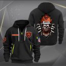 Chicago Bears Football Player Skull Quarter Zip Hoodie