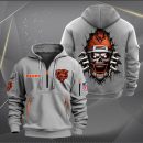 Chicago Bears Football Player Skull Quarter Zip Hoodie