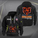 Chicago Bears Monster Scratch 2 Logo NFL Quarter Zip Hoodie