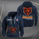 Chicago Bears Monster Scratch 2 Logo NFL Quarter Zip Hoodie