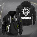 Chicago Bears White Logo NFL Quarter Zip Hoodie