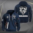 Chicago Bears White Logo NFL Quarter Zip Hoodie