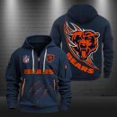 Chicago Bears Monster Scratch Logo NFL Quarter Zip Hoodie