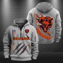 Chicago Bears Monster Scratch Logo NFL Quarter Zip Hoodie