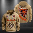 Chicago Bears Monster Scratch Logo NFL Quarter Zip Hoodie
