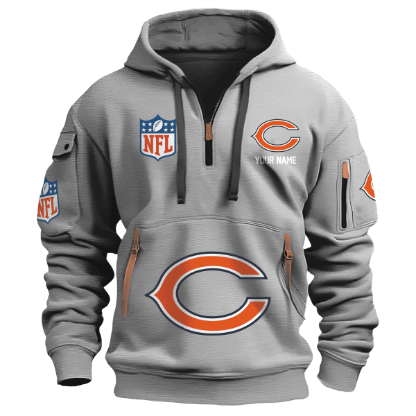 Chicago Bears Premium NFL Quarter Zip Hoodie - Image 2