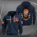 Cincinnati Bengals Football Player Skull Quarter Zip Hoodie