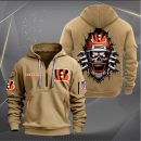 Cincinnati Bengals Football Player Skull Quarter Zip Hoodie