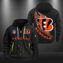 Cincinnati Bengals Monster Scratch Logo NFL Quarter Zip Hoodie