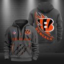 Cincinnati Bengals Monster Scratch Logo NFL Quarter Zip Hoodie