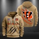 Cincinnati Bengals Monster Scratch Logo NFL Quarter Zip Hoodie