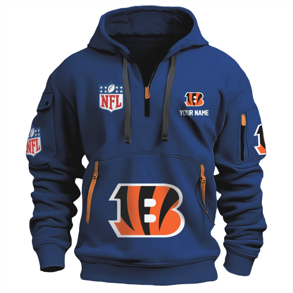Cincinnati Bengals Premium NFL Quarter Zip Hoodie - Image 3