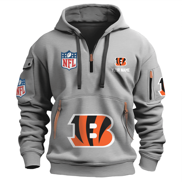 Cincinnati Bengals Premium NFL Quarter Zip Hoodie - Image 4