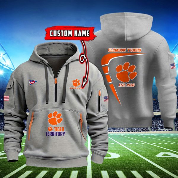 Clemson Tigers Quarter Zip Hoodie Ver 28 - Image 3