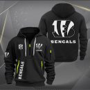Cincinnati Bengals White Logo NFL Quarter Zip Hoodie