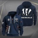 Cincinnati Bengals White Logo NFL Quarter Zip Hoodie
