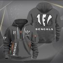 Cincinnati Bengals White Logo NFL Quarter Zip Hoodie