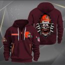 Cleveland Browns Football Player Skull Quarter Zip Hoodie