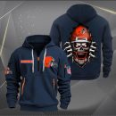 Cleveland Browns Football Player Skull Quarter Zip Hoodie
