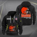 Cleveland Browns Monster Scratch 2 Logo NFL Quarter Zip Hoodie