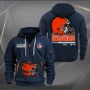 Cleveland Browns Monster Scratch 2 Logo NFL Quarter Zip Hoodie