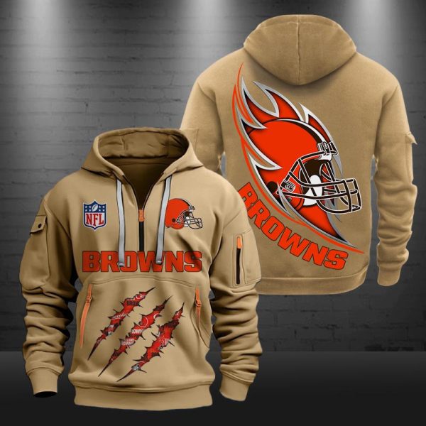 Cleveland Browns Monster Scratch Logo NFL Quarter Zip Hoodie