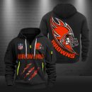 Cleveland Browns Monster Scratch Logo NFL Quarter Zip Hoodie