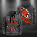 Cleveland Browns Monster Scratch Logo NFL Quarter Zip Hoodie