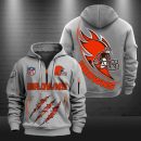 Cleveland Browns Monster Scratch Logo NFL Quarter Zip Hoodie