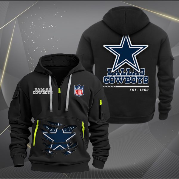 Dallas Cowboys Monster Scratch 2 Logo NFL Quarter Zip Hoodie