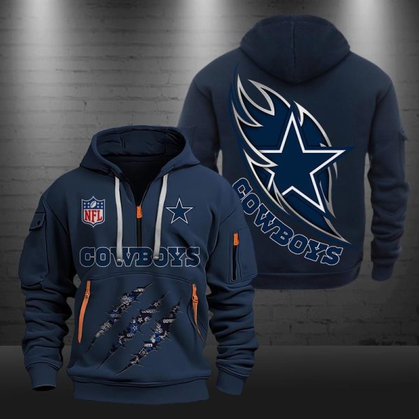 Dallas Cowboys Monster Scratch Logo NFL Quarter Zip Hoodie