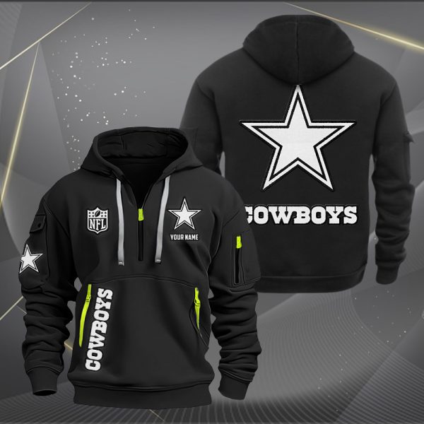 Dallas Cowboys White Logo NFL Quarter Zip Hoodie