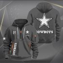 Dallas Cowboys White Logo NFL Quarter Zip Hoodie