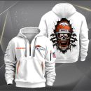 Denver Broncos Football Player Skull Quarter Zip Hoodie